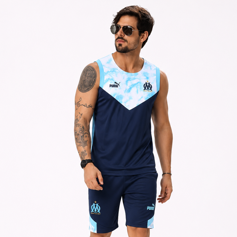 Gilet d'entraînement OM Bleu marine et blanc 2022/23