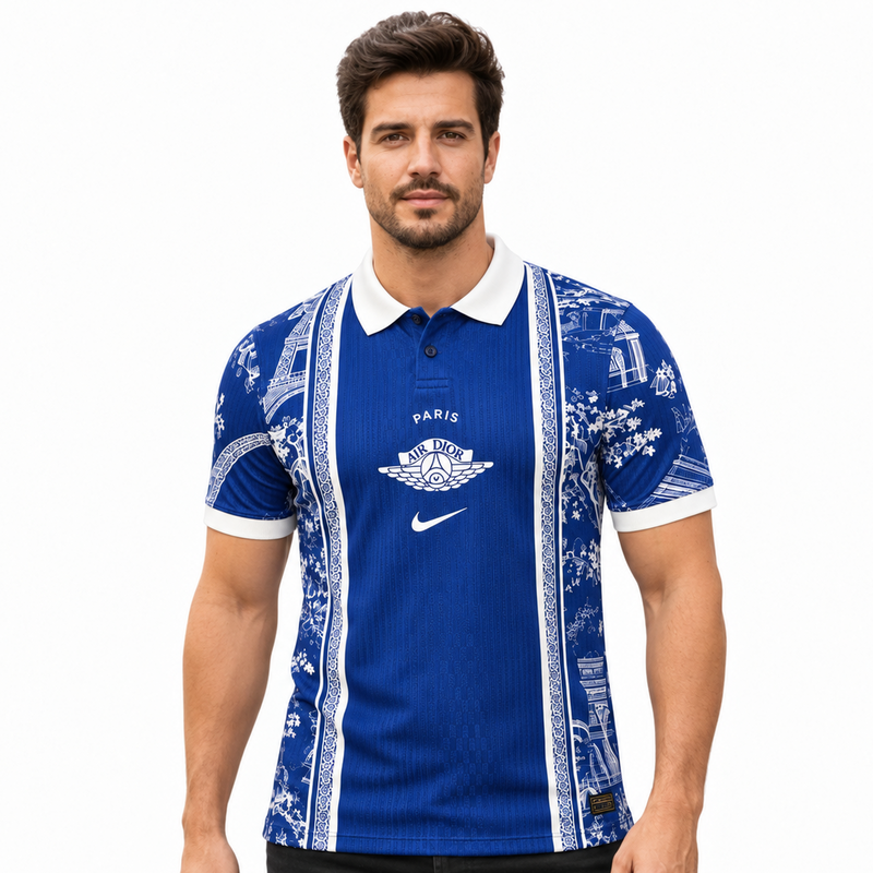 Polo PSG Dior x Nike Bleu Marine 2026/27 Version Joueur