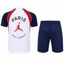 Tenue d'entraînement PSG 22/23 (manches courtes) – Blanc, bleu et rouge