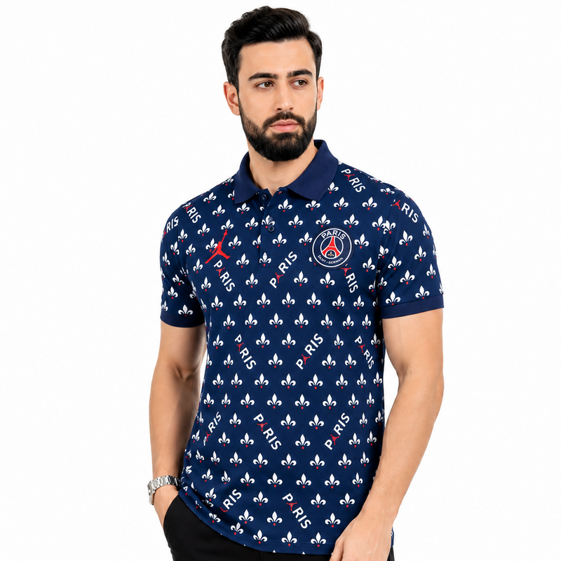 Polo bleu PSG x Jordan 2019